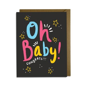 Carte pour bébé amusante - Oh Baby !, Fille, Garçon, Genre neutre, Jumeaux, Multiples, Doux, Chic