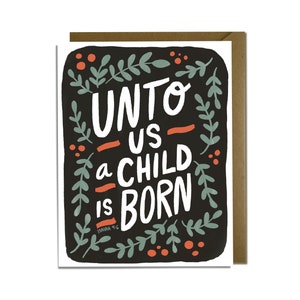 Weihnachtskarte - Uns ist ein Kind geboren, Schrift, religiös, christlich