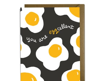 Congratulations Card - Funny Congrats, Cute, Eggs, Chef, Culinary, Foodie, Eggcellent