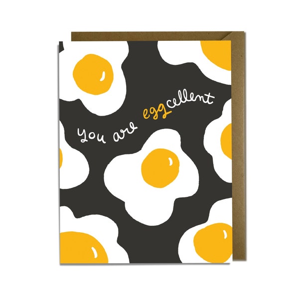 Congratulations Card - Funny Congrats, Cute, Eggs, Chef, Culinary, Foodie, Eggcellent