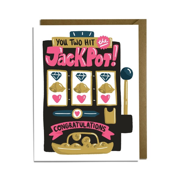 Funny Cute Wedding Card - Jackpot, Slot Machine