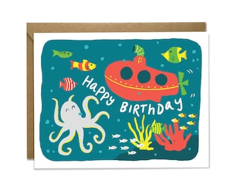 Submarine & Sea - Sweet Birthday Card