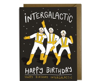 Funny Birthday Card - Intergalactic Happy Birthday, 90s, rap, beastie