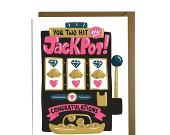 Funny Cute Wedding Card - Jackpot, Slot Machine