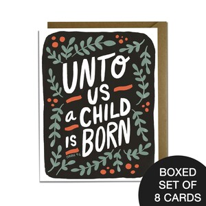 Zestaw świątecznych kartek w pudełku - Unto Us A Child is Born, 8 kartek