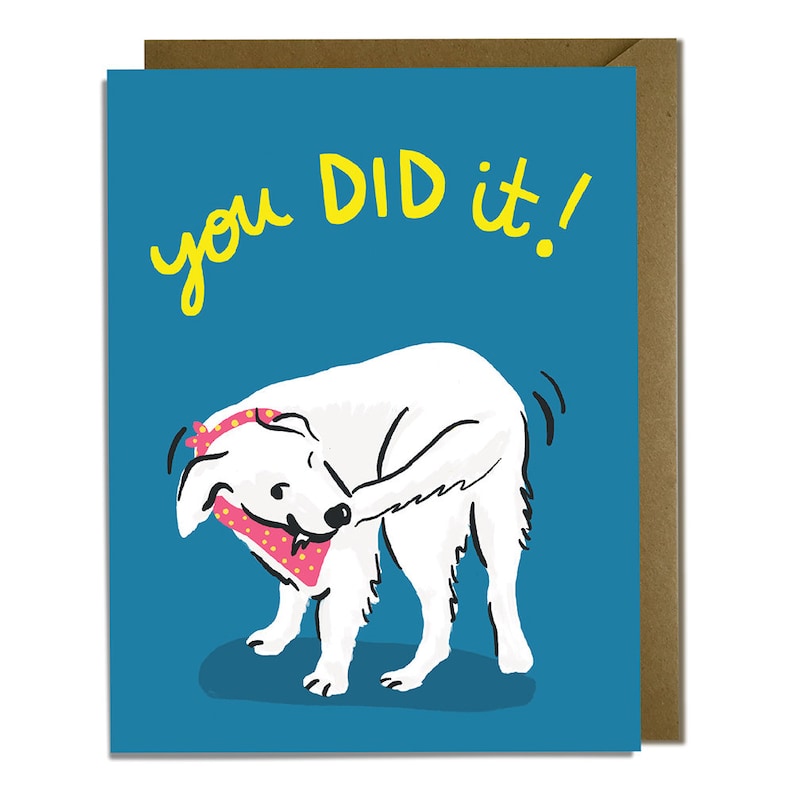 Carte de félicitations drôle - Félicitations, vous l'avez fait, carte de remise des diplômes, carte de chien image 1