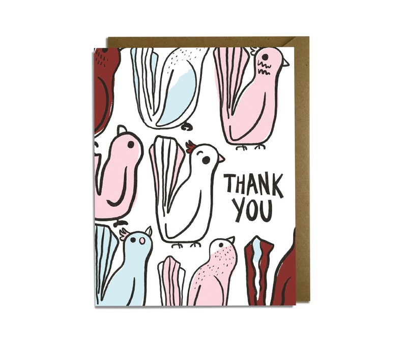 Thank You Card Bird Birds - Etsy