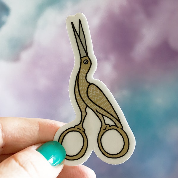 Sewing Scissors Sticker, Bird Scissors, Sew, Craft, Quilter Gift, Laptop Stickers, Planner Sticker, Stocking Stuffer, Crafter, Maker