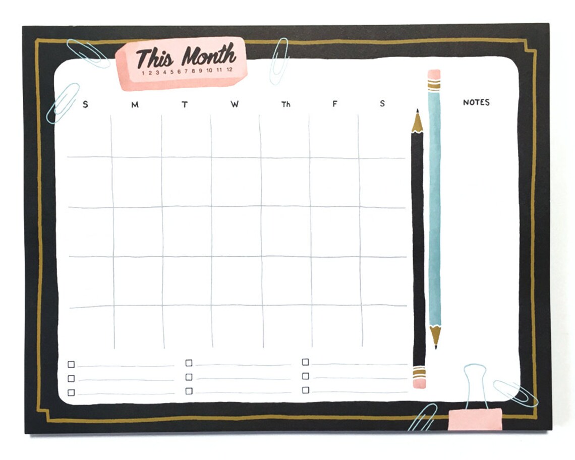 Calendar Deskpad Notepad Desk Calendar Stocking Etsy