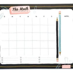 Calendar Deskpad - Notepad, Desk Calendar, Stocking Stuffer,To-Do List, Mouse Pad, Vintage Office Supplies