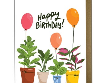 Birthday Card - Plants, Plant Lady, Boho, Pothos, Snake Plant