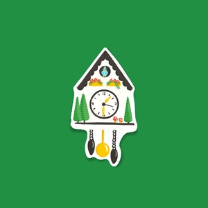 Mini Cuckoo Clock Sticker - cute, vinyl, laptop, water bottle, waterproof