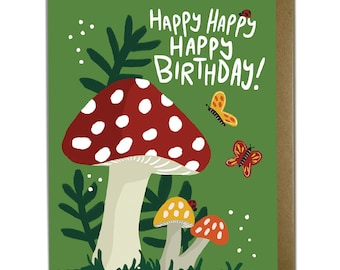 Mushroom Birthday Card - sweet nature gift