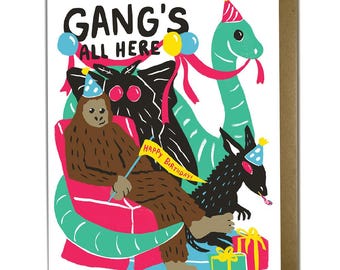 Cryptid Birthday Card - Funny Bigfoot, Nessie, Mothman, El Chupacabra Cryptids