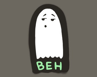 Beh Apathetic Ghost Sticker - cute, funny, vinyl, laptop, water bottle, waterproof