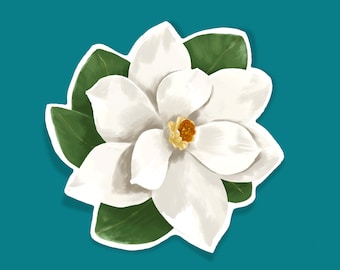 Magnolia Flower Sticker - cute, vinyl, laptop, water bottle, waterproof