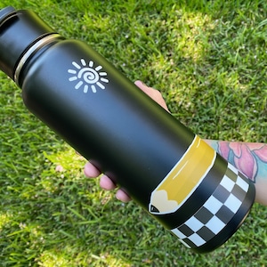 Checkers Water Bottle Sticker Wrap: Extra Long Vinyl Decal