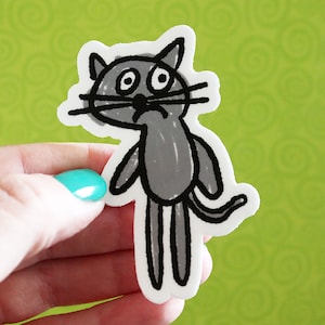 Anxious Cat Vinyl Sticker: Funny Laptop Decal