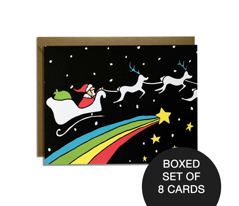 Funny Christmas Boxed Card Set Funny Holiday Cards, Funny Christmas Card, Space Santa, Magical Christmas, Set of 8 image 1