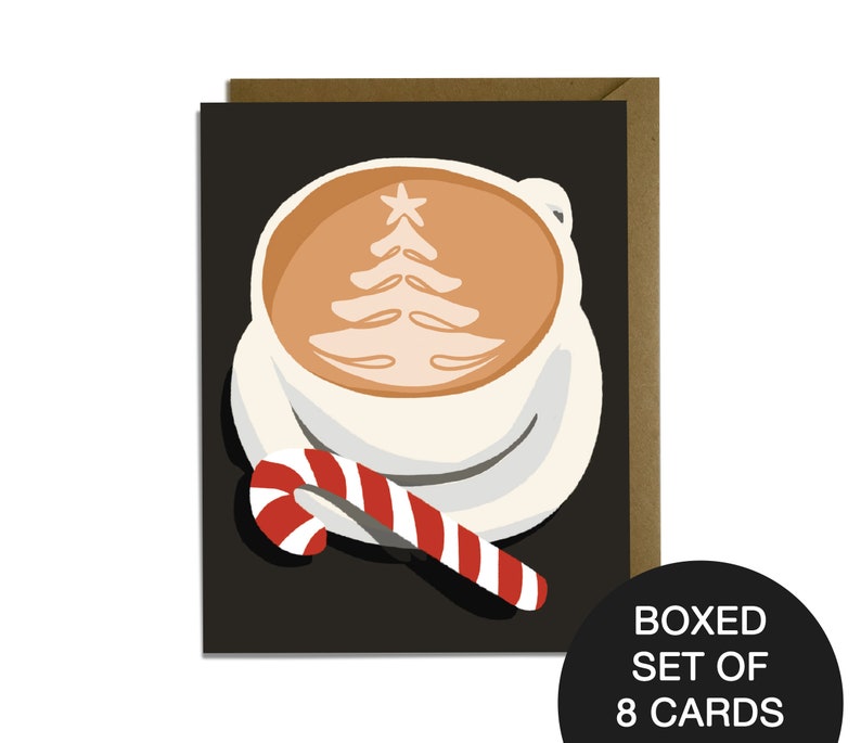 Christmas Latte Sweet holiday card BOXED SET OF 8 image 1