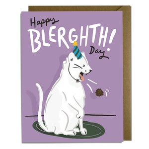 Cartão de Aniversário Cat Hairball - Engraçado