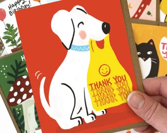 Hand-Drawn Dog Thank You Card – Illustrated A2 Note Card