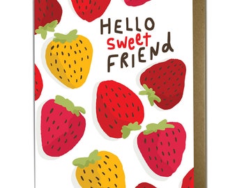 Strawberries - Sweet Friend Card, friendship, thinking of you, hello