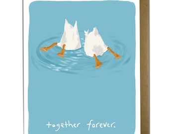 Carte d'amour - Canards ensemble pour toujours, amitié et amour, Saint-Valentin