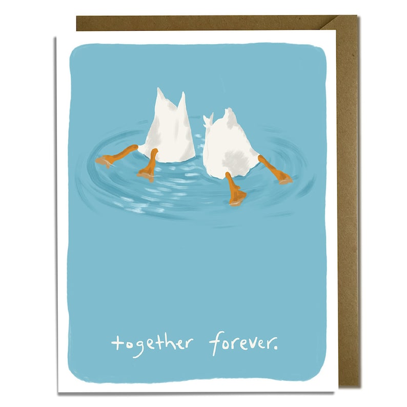 Carte d'amour - Canards ensemble pour toujours, amitié et amour, Saint-Valentin image 1