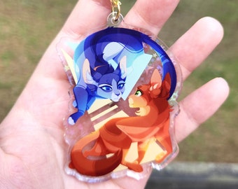 Bluestar and Firestar Holographic Double Sided Acrylic Charm
