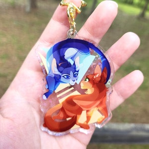 Bluestar and Firestar Holographic Double Sided Acrylic Charm image 1