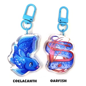 Oarfish and Coelacanth Glitter Acrylic Keychain Charm Double Sided