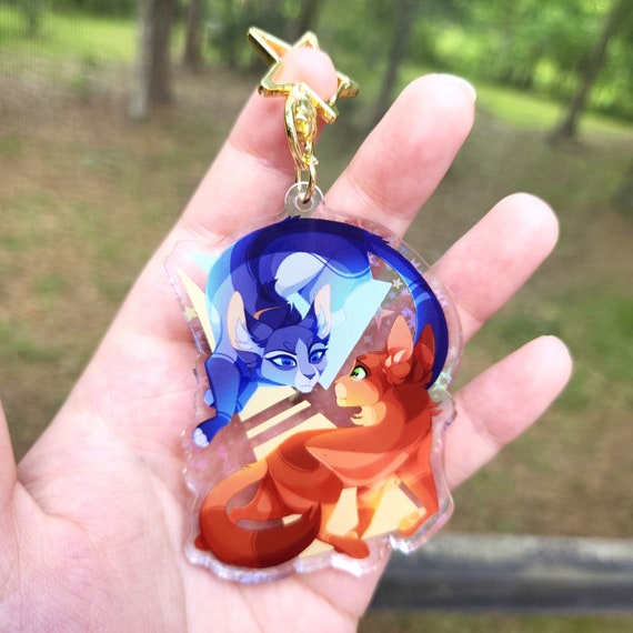 Bluestar and Firestar Holographic Double Sided Acrylic Charm
