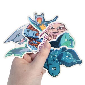 NUOVI DESIGN! Adesivi con creature degli abissi marini: anguilla inghiottitrice, calamaro vampiro e calamaro gigante, tagliabiscotti, sifonoforo, squalo goblin, squalo barile immagine 3