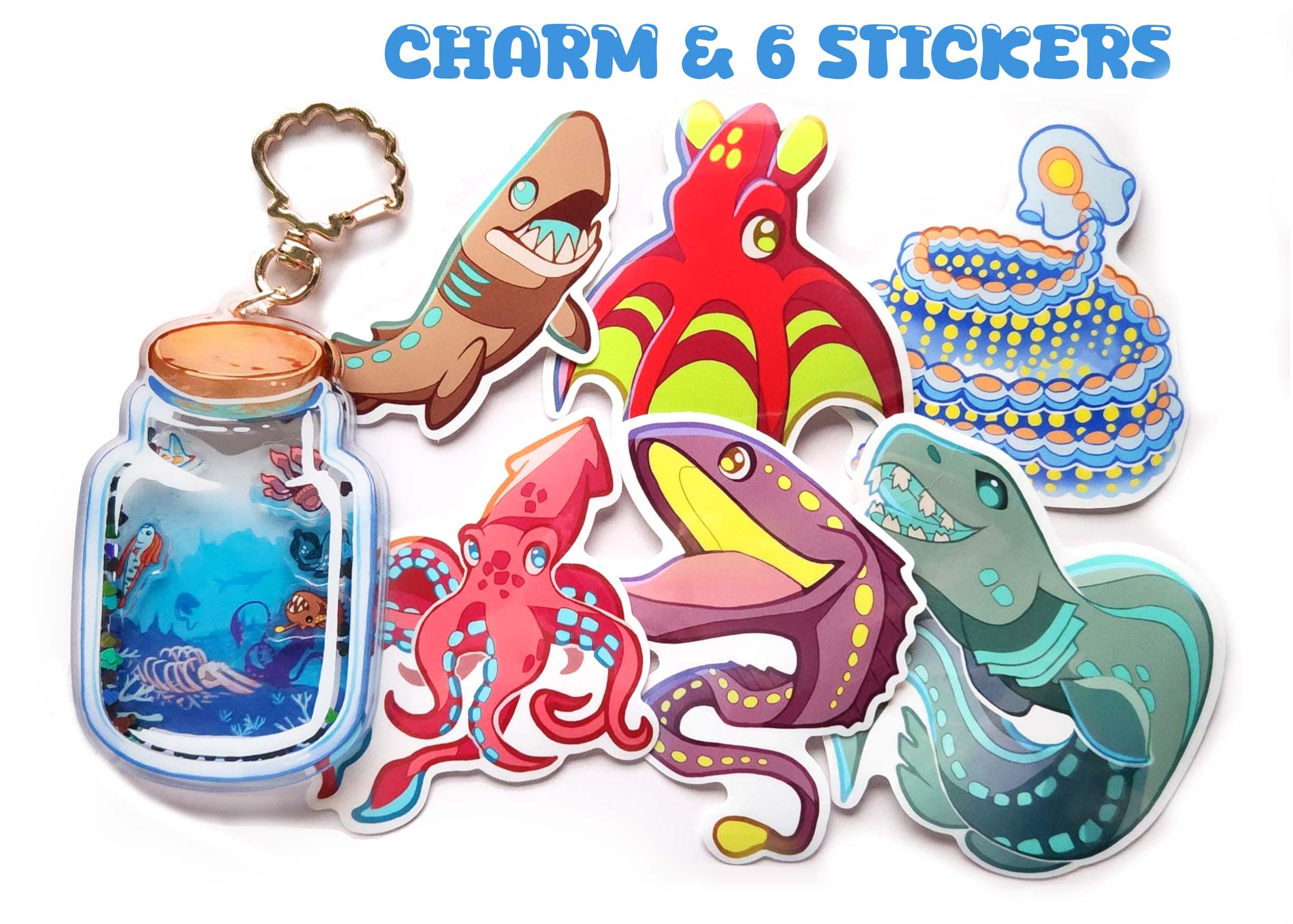 Deep Sea Creature Shaker Charm With Oarfish, Sea Angel, Coelacanth