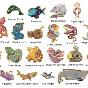Deep Sea Creature Enamel Pins - 20 Designs! GLOWS IN DARK!