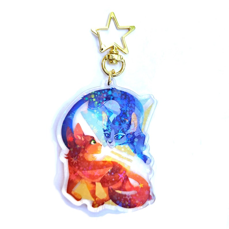 Bluestar and Firestar Holographic Double Sided Acrylic Charm image 3