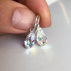 Swarovski Crystal Earrings Simple Crystal Earrings Aurora Borealis Dangle Earrings Minimalist Crystal Earrings Rainbow Earrings Crystal AB E