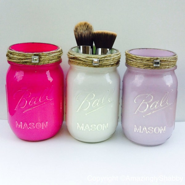 Shabby Chic Pen Holders/Makeup Brush Holder with Twine/Bling