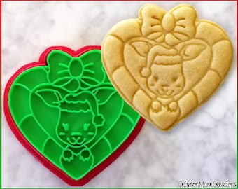 Kangaroo Christmas Cookie Cutter, Hand-Drawn 3D Printed Australian Animals, Xmas Biscuit Baking Supplies, Fondant
