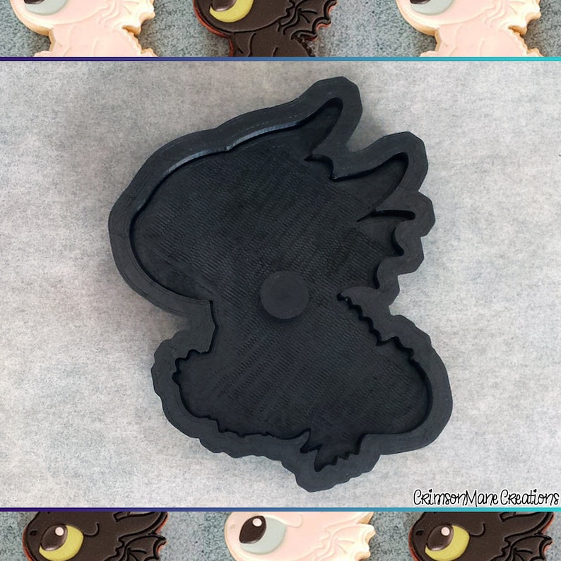 Black Baby Dragon Cookie Cutter Cute Chibi Dragon Ceramics and Pottery 3D Printed Fondant Tool Fantasy Biscuit Baking Supplies image 4