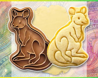 Wallaby Cookie Cutter, Hand-Drawn 3D Printed Australian Animals Biscuit Baking Supplies, Fondant Tool