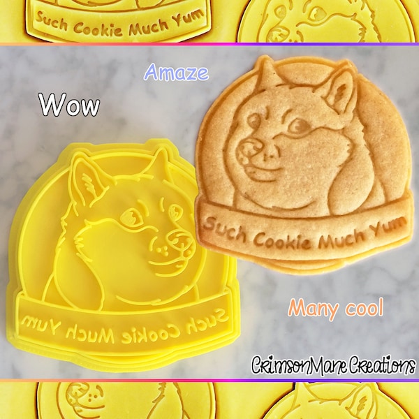 Doge Coin Cookie Cutter - Biscuit Baking Supplies - Ceramic Craft Stamp - Shiba Inu - Classic Internet Meme Gift - 3D Printed - Fondant Tool