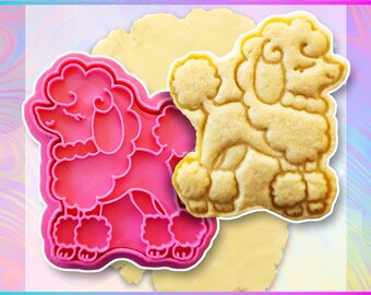 Poodle Cookie Cutter, Hand-Drawn 3D Printed Pets Dog Breeds Baking Supplies, Fondant Tool Stamp