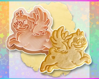 Pug Unicorn Cookie Cutter, Hand-Drawn 3D Printed Dog Gift Baking Supplies, Fondant Tool Stamp