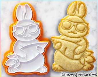 Easter Bunny Cookie Cutter - Cute Cool Rabbit Happy Easter Gifts - Ceramic Craft Stamp - Biscuit Baking Supplies - 3D Printed - Fondant Tool