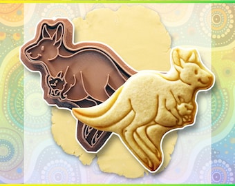 Kangaroo Cookie Cutter, Hand-Drawn 3D Printed Australian Native Animal Baking Supplies, Fondant Tool