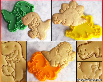 Dinosaur Cookie Cutter Set, 3D Printed Baking Supplies, T-Rex, Stegosaurus, Triceratops, Fondant Tool