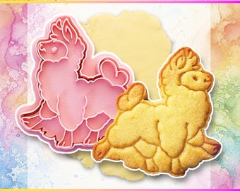 Lama-Ausstechform, handgezeichnetes, 3D-gedrucktes lustiges Alpaka-Tier-Backzubehör, Fondant-Werkzeugstempel