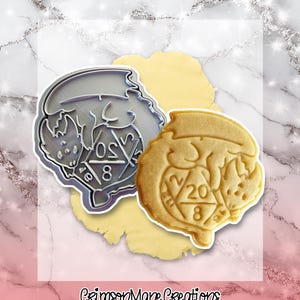 D20 Dice Dragon Cookie Cutter: Hand Drawn Baking Supplies, D&D Party RPG, Fondant Tool